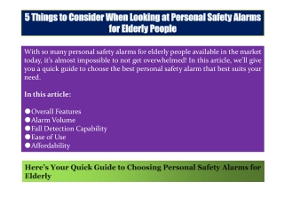 5 Things to Consider When Looking at Personal Safety Alarms for Elderly People