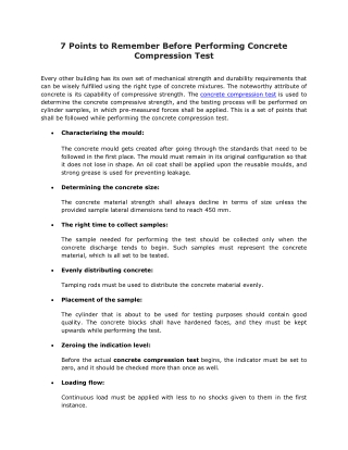 7 Points to Remember Before Performing Concrete Compression Test