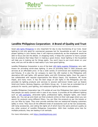 Landlite Philippines Corporation:  A Brand of Quality and Trust