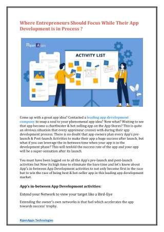 Where Entrepreneurs Should Focus While Their App Development is in Process ?