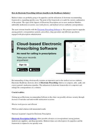 How do Electronic Prescribing Software benefits to the Healthcare Industry?