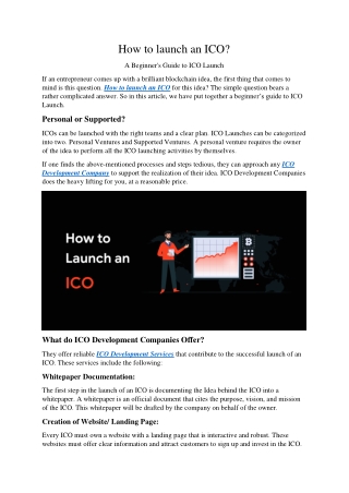 How to launch an ICO