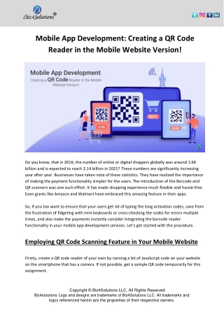 Mobile App Development: Creating a QR Code Reader in the Mobile Website Version!