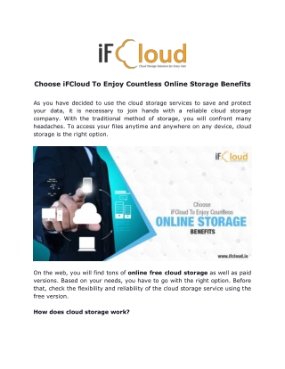 Choose iFCloud To Enjoy Countless Online Storage Benefits