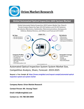 Automated Optical Inspection System System Market Size, Competitive Analysis, Share, Forecast- 2019-2025