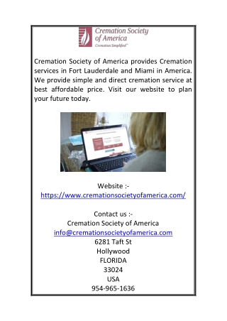 Cremation services in Hollywood, Fort Lauderdale,Miami in America