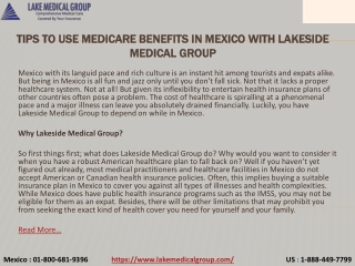 Tips to Use Medicare Benefits in Mexico with Lakeside Medical Group