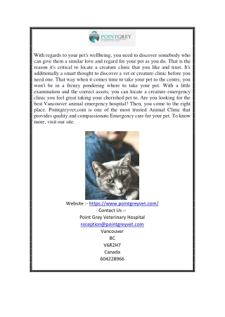 Online Vancouver Animal Emergency | Point Grey Veterinary Hospital Vancouver