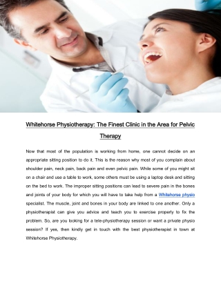Whitehorse Physiotherapy: The Finest Clinic in the Area for Pelvic Therapy