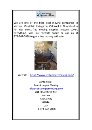 Local Moving Companies in Caldwell, NJ | Rentahelpermoving.com