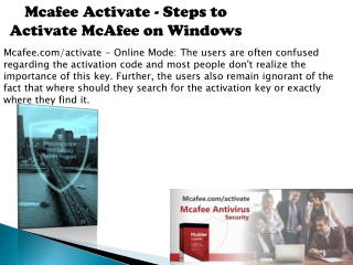 Mcafee Activate - Steps to Activate McAfee on Windows