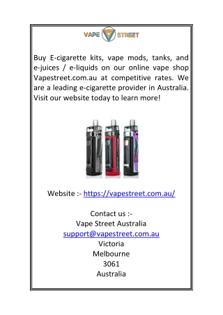 Buy E-cigarette Australia | Vape Street Australia