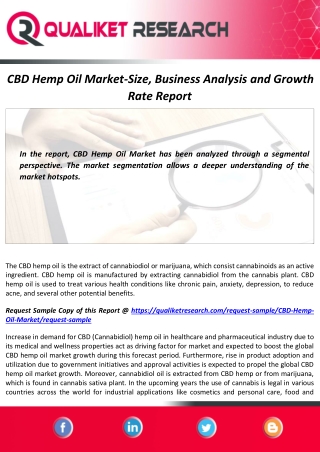 CBD Hemp Oil Market Overview 2020-2027 | Industry Growth Analysis and Forecast