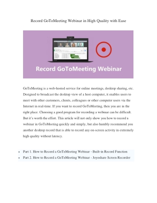 Record GoToMeeting Webinar in 2 Fast Ways