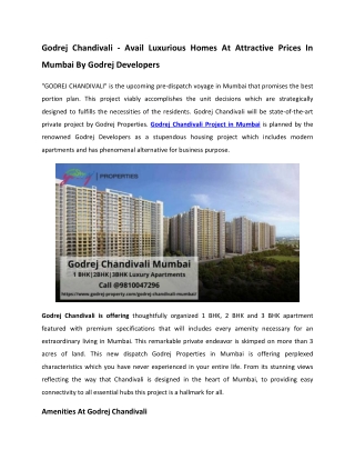 Godrej Chandivali - New Launch Project In Mumbai