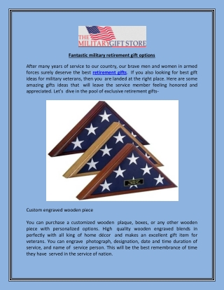 Fantastic military retirement gift options