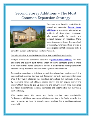 Second Storey Additions  The Most Common Expansion Strategy