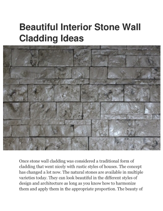 Beautiful Interior Stone Wall Cladding Ideas