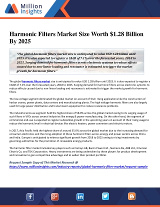 Harmonic Filters Market Size Worth $1.28 Billion By 2025