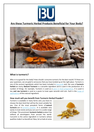 Are these Turmeric Herbal Products Beneficial for Your Body?