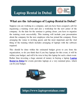 What are the Advantages of Laptop Rental in Dubai?