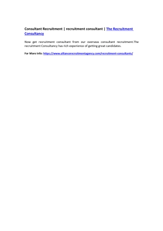 Consultant Recruitment | Recruitment Consultant | The Recruitment Consultancy
