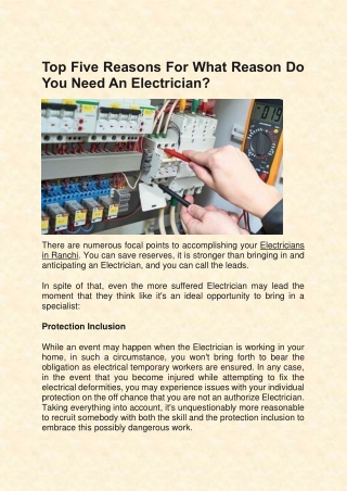 Find the best Electrician in Ranchi