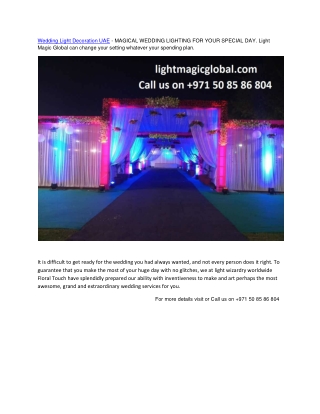 Wedding Light Decoration UAE