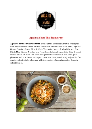 5% off - Again at Siam Thai Restaurant Ramsgate, NSW