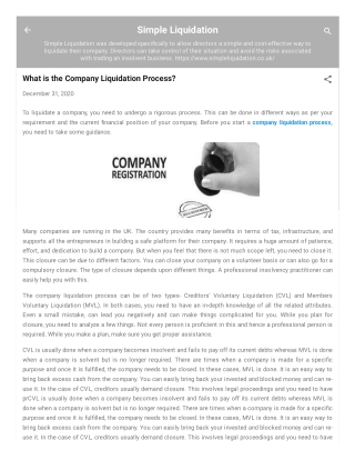 What is the Company Liquidation Process?