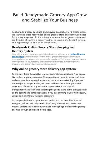 Build Readymade Grocery App Grow and Stabilize Your Business