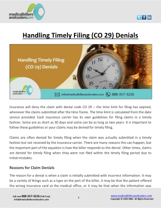 Handling Timely Filing (CO 29) Denials