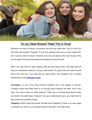 Do you Need Braces? Read This to Know