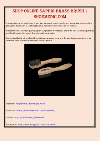 Shop online Saphir Brass Brush | Shoemedic.com