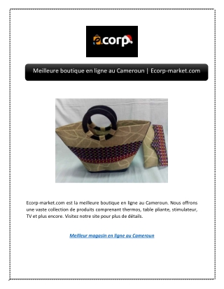 Meilleure boutique en ligne au Cameroun | Ecorp-market.com