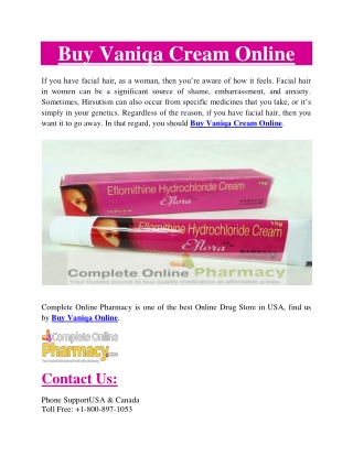 Buy Vaniqa Cream Online