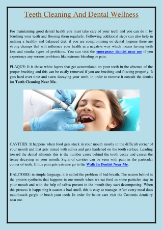 Teeth Cleaning And Dental Wellness