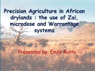 Precision Agriculture in African drylands : the use of Zai, microdose and Warrantage systems
