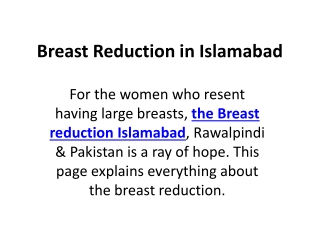 Breast Reduction in Islamabad