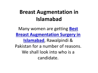 Breast Augmentation in Islamabad