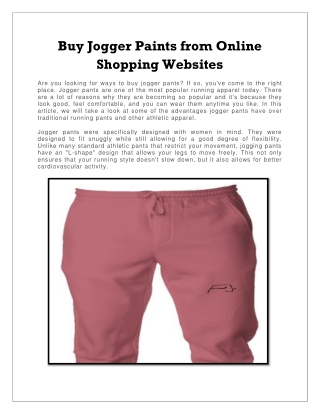 Buy Jogger Pants from Online Shopping Websites