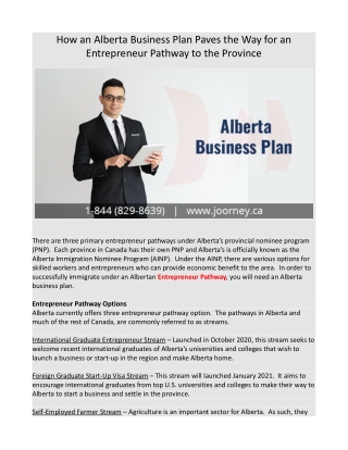 How an Alberta Business Plan Paves the Way for an Entrepreneur Pathway to the Province