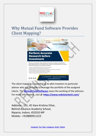 Why Mutual Fund Software Provides Client Mapping?