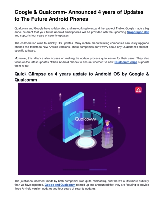Google & Qualcomm- Announced 4 years of Updates to The Future Android Phones