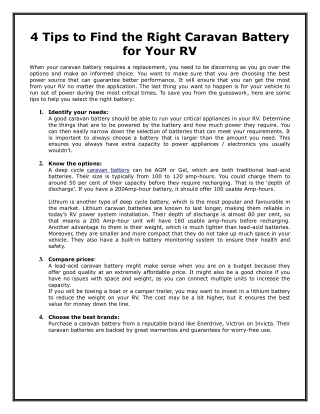 4 Tips to Find the Right Caravan Battery for Your RV