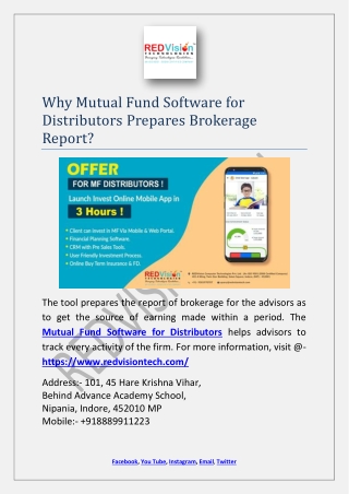 Why Mutual Fund Software for Distributors Prepares Brokerage Report?