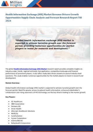 Health Information Exchange (HIE) Market