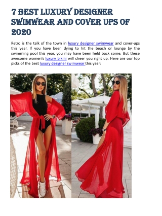 7 Best Luxury Designer Swimwear and Cover Ups of 2020