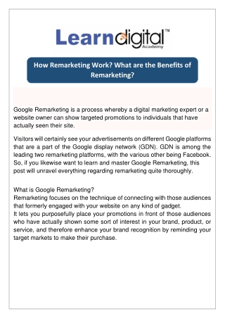 How Remarketing Work? What are the Benefits of Remarketing?