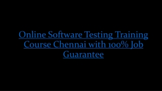 Career with Online Software Testing Course Chennai